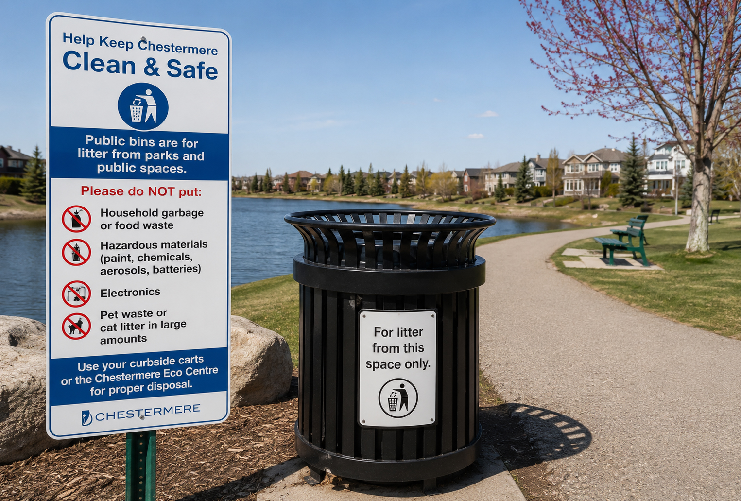 City of Chestermere warns public bins are not a shortcut for household garbage
