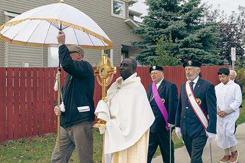 Sixty participants joined the inaugural procession, followed by Mass and a feast day celebration