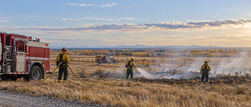 Chestermere crews help contain brush fire south of Indus